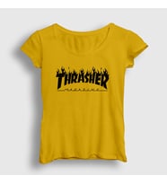 Presmono Kadın Sarı Logo V6 Thrasher T-Shirt 279650tt (Sarı)