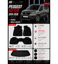 PEUGEOT RİFTER 2019-2026 Araca Özel 3D Paspas + 3D Bagaj Havuzu