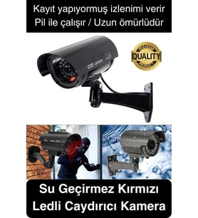 Gece Görüşlü Pilli Kırmızı Ledli Su Geçirmez Ev Bahçe İş Yeri Ofis Caydırıcı Güvenlik Kamerası