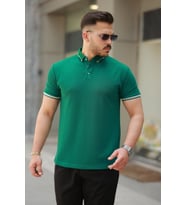 Erkek Düğmeli Yaka Waffle Kumaş Kısa Kollu Tişört