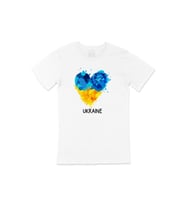 Ukraine Ukrayna Kalpli Tişört (Beyaz)