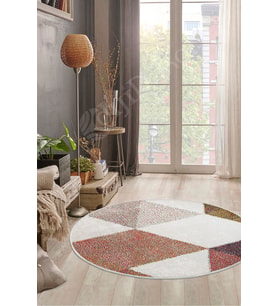 Dijidekor Halı Multi Cool K1270 Yıkanabilir Yuvarlak Kesme İnce Yolluk Kilim Salon Halısı Modelleri (Çok Renkli-Multı)