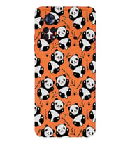 Xiaomi Poco X4 Pro Uyumlu Lansman Kılıf Panda Tasarımlı İçi Kadife Kapak-Turuncu (Şeffaf)