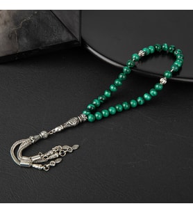 Malakit Doğal Taş Tesbih 33lük - 6mm (Çok Renkli)