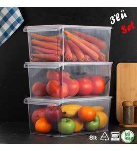 Porsima 3185 3 Adet Kapaklı Dolap İçi ve Buzdolabı İçi Düzenleyici Banyo Mutfak Organizeri 8 Litre