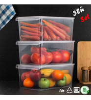 Porsima 3185 3 Adet Kapaklı Dolap İçi ve Buzdolabı İçi Düzenleyici Banyo Mutfak Organizeri 8 Litre