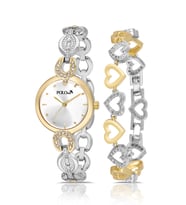 Polo Air Vintage Kadın Kol Saati Ve Kalp Bileklik Kombin Gold Gümüş Renk PL-1619B3