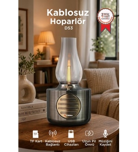 Torima Bluetooth Hoparlör Vintage Gaz Lambası Işıklı Şarjlı Speaker D53 Nikel