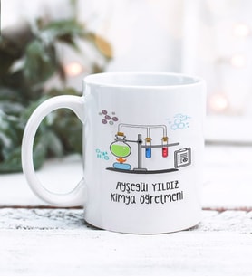 Kimya Öğretmeni Tasarımlı Kişiye Özel Kupa Bardak (Beyaz)