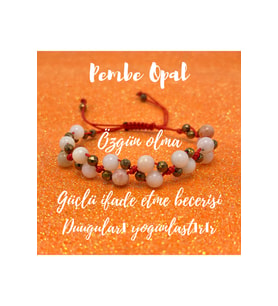 6mm Ipli Pembe Opal Ayarlanabilir Ölçü Doğal Taş Bileklik