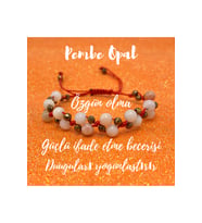 6mm Ipli Pembe Opal Ayarlanabilir Ölçü Doğal Taş Bileklik