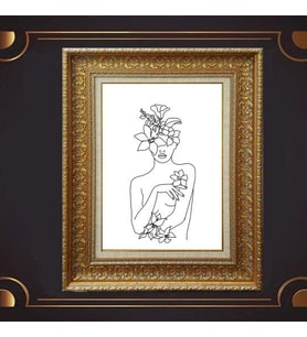 Gold Altın Kalın Çerçeveli Paspartulu Tablo c1753