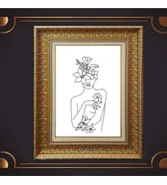 Gold Altın Kalın Çerçeveli Paspartulu Tablo c1753