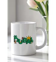Dubai Temalı 330ml Baskılı Beyaz Seramik Kupa Bardak
