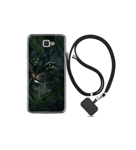 Samsung Galaxy J7 Prime 2 Kılıf Desenli Silikon Ipli Boyun Askılı Flowers Cat 1345
