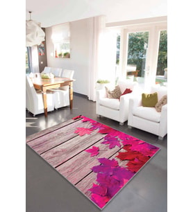Fuşya Çınar 3D Kaymaz Taban Makinede Yıkanabilir Halı CNR02 - 100 x 160 cm