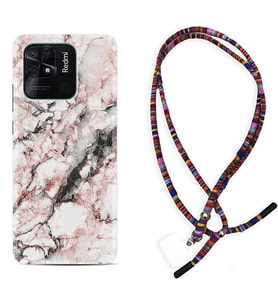 Xiaomi Redmi Note 7 8 9 Pro 10 2022 10 Pro 10S Kılıf Boyun Asklı Rasta Silikon Colorfull Marble 2 1389