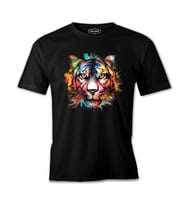 Colorful Tiger Head Siyah Erkek Tshirt