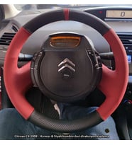 Citroen C4 2008 Araca Özel Direksiyon Kılıfı (SOFT KIRMIZI KARBON YÜZÜKLÜ) (Karışık)