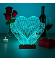 Luvivia Kalp Sevgiliye Hediye Kişiye Özel 3D Lamba - Masa Gece Lambası