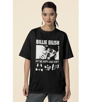 Vintage Billie Eilish Hit Me Hard And Soft Baskılı Unisex Oversize Şarkıcı Tişört