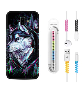 Samsung J6 Plus J7 Prime J7 Pro M20 Kılıf Kablo Koruma Spiral Silikon Dog Eyes 1761