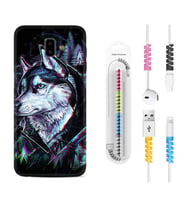 Samsung J6 Plus J7 Prime J7 Pro M20 Kılıf Kablo Koruma Spiral Silikon Dog Eyes 1761