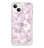 Apple iPhone 13 Mini Uyumlu Kapak Floral Pudra Tasarımlı Şeffaf Silikon Kılıf
