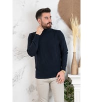 NEHİR BY FARUK ÜLKER BOĞAZLI DESENLİ REGULAR FİT ERKEK TRİKO KAZAK (Lacivert)
