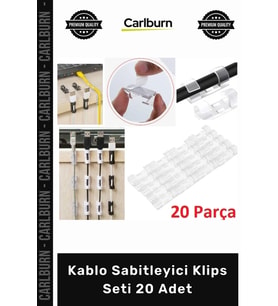 #Klips Yapışkan Güçlü Tutuş Masaüstü Kablo Yönetim Organizatör Kablo Sabitleyici Klips Seti 20 Adet