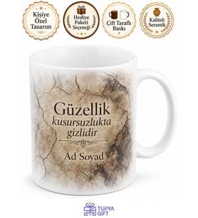 Çatlak Doku Temalı Baskılı Kupa Bardak Özel Tasarım Porselen Hediye