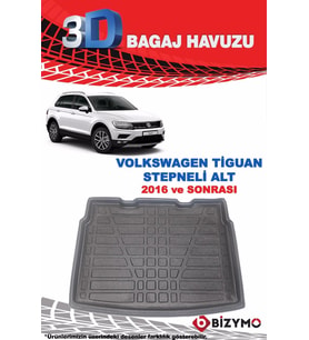 Volkswagen Tiguan Stepneli Alt 2016+ 3D Bagaj Havuzu Bizymo