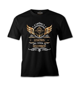 Legends are Born in December - Sagittarius Yay Burcu Siyah Erkek Tshirt