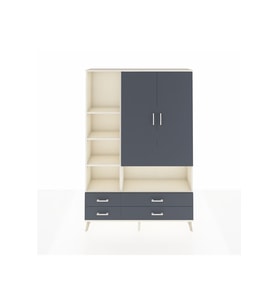 Arges Gardrop 8 Raflı 4 Çekmeceli 2 Kapaklı 132x30x195 Aytaşı-Antrasit