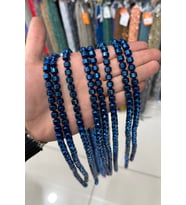 Hematit Taşı Rondela Kesim Parlak Mavi 8x8mm Doğal Taş Dizi