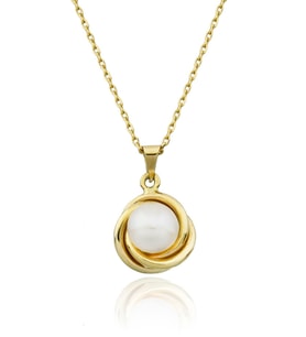 Tektaş İnci Altın Kolye - 14 Ayar
