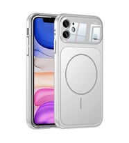 Apple iPhone 11 Uyumlu Kılıf Zore M-Safe Şarj Özellikli Kamera Korumalı Formen Kapak (Gümüş)