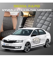 Skoda Rapid Antrasit Renk Tay Tüyü Cepli & Terletmez Sırtlı Oto Koltuk Minder Seti - Koltuk Koruma Kılıfı (ÖN & ARKA TAM SET)