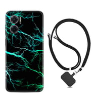Xiaomi Redmi Note 11E Kılıf Silikon Boyun Askılı İpli Desenli Silikon Green Thunder 1693