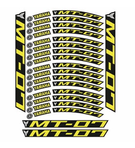 Yamaha MT-07 Uyumlu Florasan Sarı Baskı 1 Set Jant Şeridi
