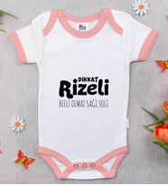 BK Kids Dikkat Rizeli Tasarımlı Pembe Bebek Body Zıbın-1