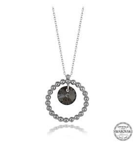 Crystal Taşlı Halka 925 Ayar Gümüş Kolye