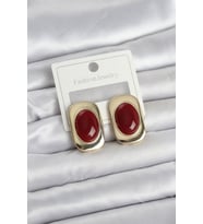 Bordo Renk Kare Model Vintage Kadın Küpe - TJ-BKP11658