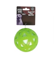 Playfull Işıklı Üçgen Desenli Plastik Top Köpek Oyuncağı 7,5 Cm Yeşil