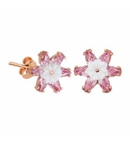 Gümüş Pembe Lotus Çiçeği Küpe