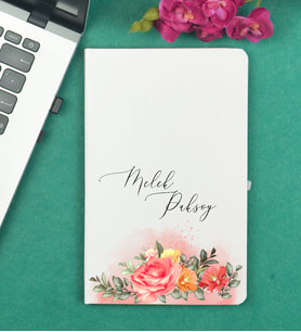 Arkadaşa Hediye Çiçek Tasarımlı Kişiye Özel Beyaz Defter