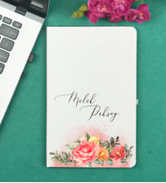 Arkadaşa Hediye Çiçek Tasarımlı Kişiye Özel Beyaz Defter