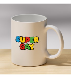 Super Gay Yazılı Renkli Kupa - Eğlenceli Tasarımlı Hediyelik Kupa