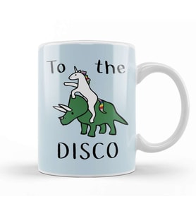 Unicorns Ride Dinosaurs To The Disco Kupa Bardak Porselen