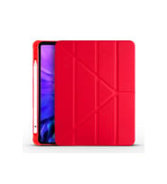 Apple Uyumlu iPad Air 10.9 inç 4. Nesil Fuchsia TriFolding Kalemlikli Tablet Kılıfi (Kırmızı)